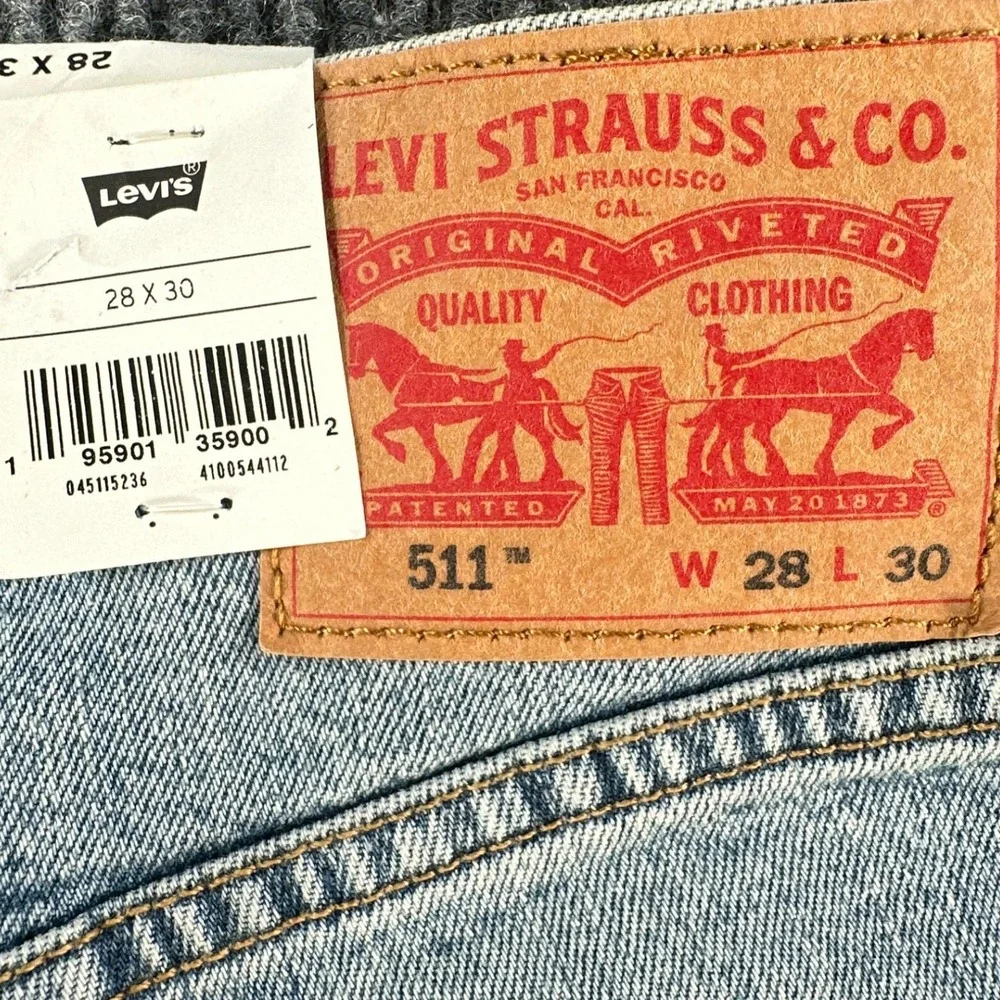Levis 511 Slim Stretch Jeans Mens 28x30 Light Wash Flex Eco Performance 04511